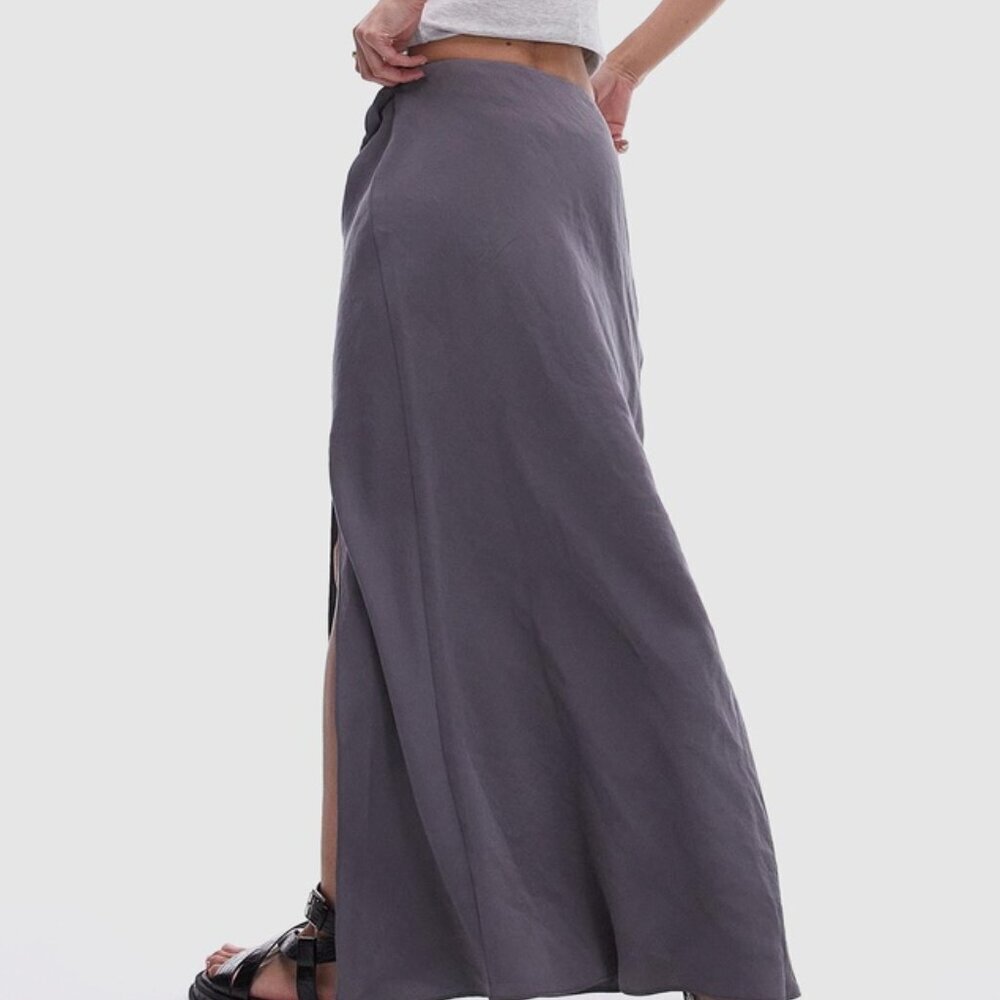 NWT TOPSHOP Soft Touch Twist Low Rise Maxi Skirt Multipe Sizes Charcoal - Picture 2 of 10